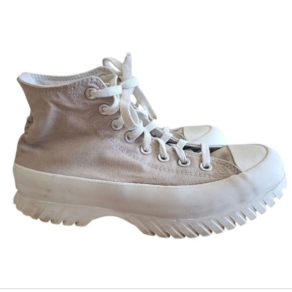 Converse Chuck Taylor AllStar Lugged High-Top Chunky Greige Sneaker Shoes Sz 9.5 - Picture 3 of 12